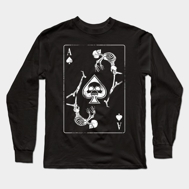 Ace Of Spades Card Goth Punk Shark Gambler Funny Skeleton Long Sleeve T-Shirt by Blink_Imprints10